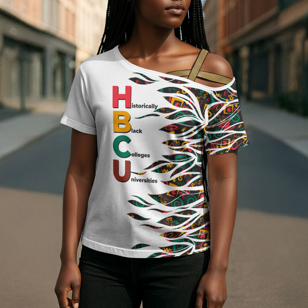 Historically Black Colleges Universities HBCU Cross Shoulder Shirt Pan African Colors Tribal Pattern Typography