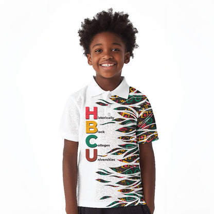 Historically Black Colleges Universities HBCU Kid Polo Shirt Pan African Colors Tribal Pattern Typography