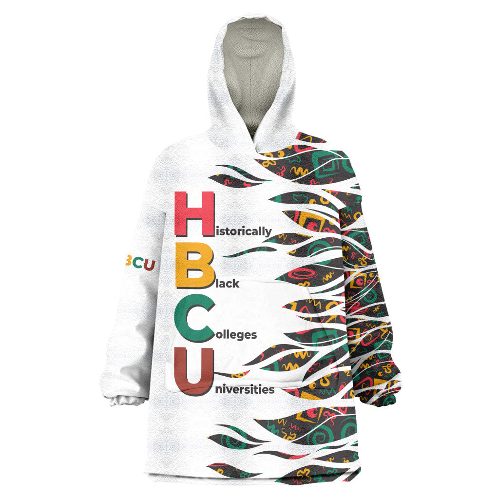 Historically Black Colleges Universities HBCU Kid Wearable Blanket Hoodie Pan African Colors Tribal Pattern Typography