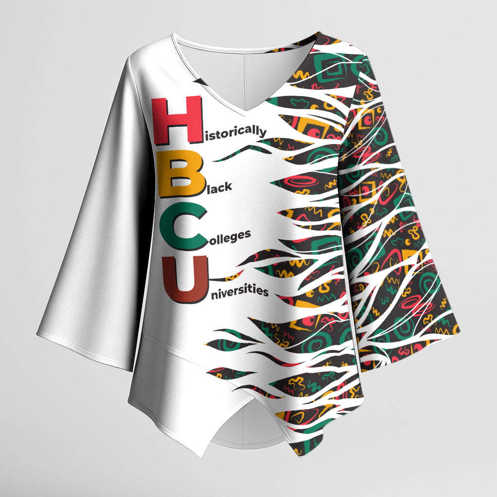 Historically Black Colleges Universities HBCU Kimono Sleeve Blouse Pan African Colors Tribal Pattern Typography