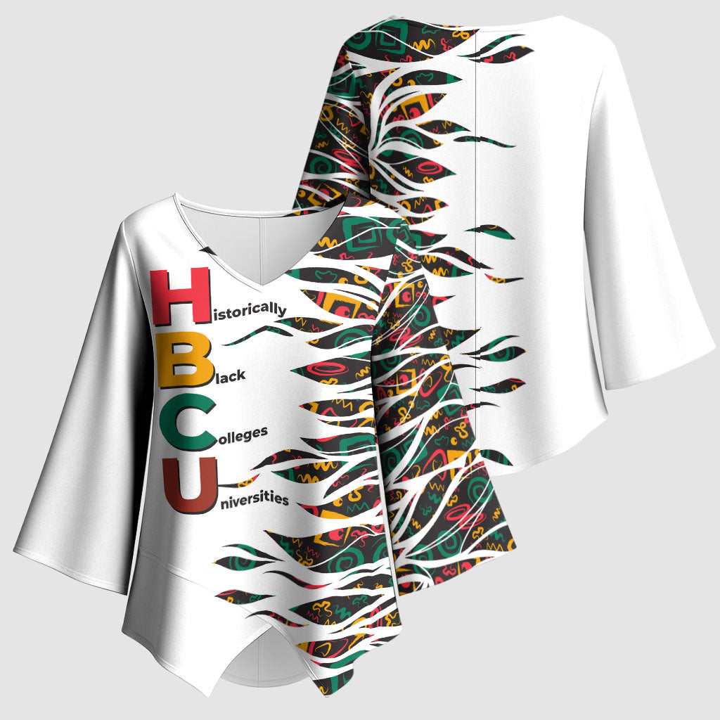 Historically Black Colleges Universities HBCU Kimono Sleeve Blouse Pan African Colors Tribal Pattern Typography
