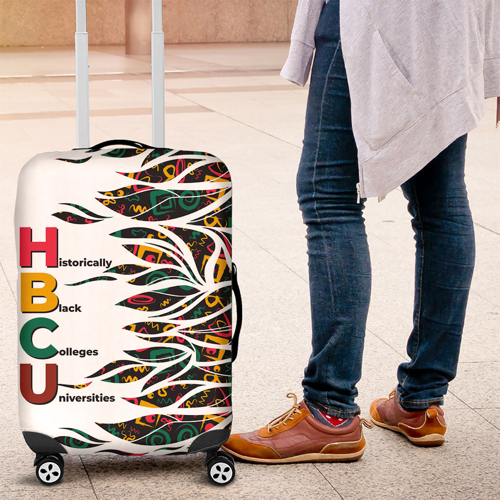 Historically Black Colleges Universities HBCU Luggage Cover Pan African Colors Tribal Pattern Typography