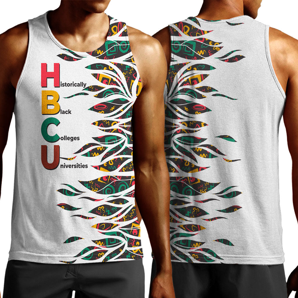Historically Black Colleges Universities HBCU Men Tank Top Pan African Colors Tribal Pattern Typography
