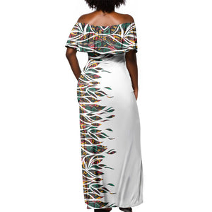 Historically Black Colleges Universities HBCU Off Shoulder Maxi Dress Pan African Colors Tribal Pattern Typography