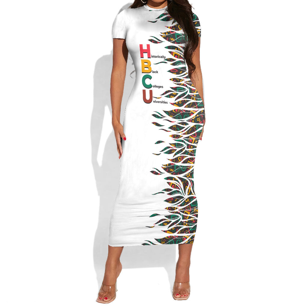 Historically Black Colleges Universities HBCU Short Sleeve Bodycon Dress Pan African Colors Tribal Pattern Typography