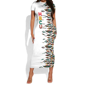 Historically Black Colleges Universities HBCU Short Sleeve Bodycon Dress Pan African Colors Tribal Pattern Typography
