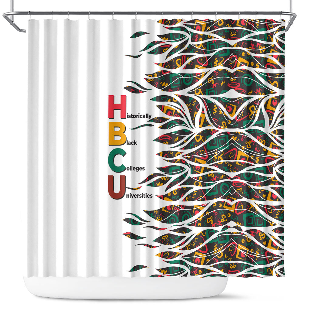 Historically Black Colleges Universities HBCU Shower Curtain Pan African Colors Tribal Pattern Typography