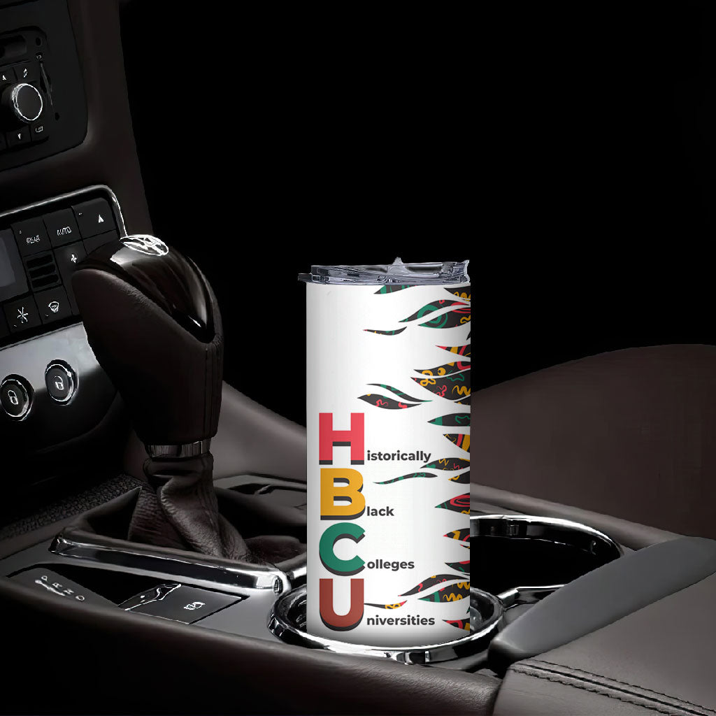 Historically Black Colleges Universities HBCU Skinny Tumbler Pan African Colors Tribal Pattern Typography