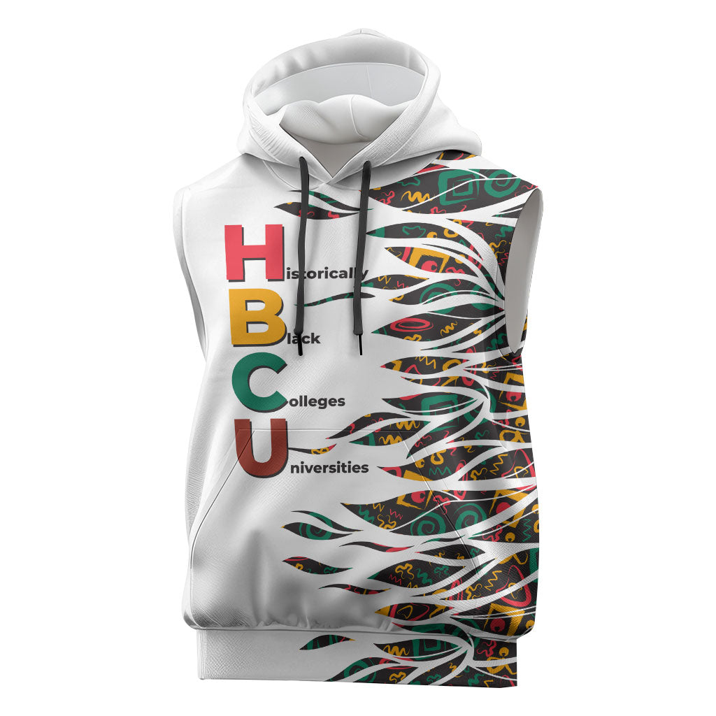 Historically Black Colleges Universities HBCU Sleeveless Hoodie Pan African Colors Tribal Pattern Typography