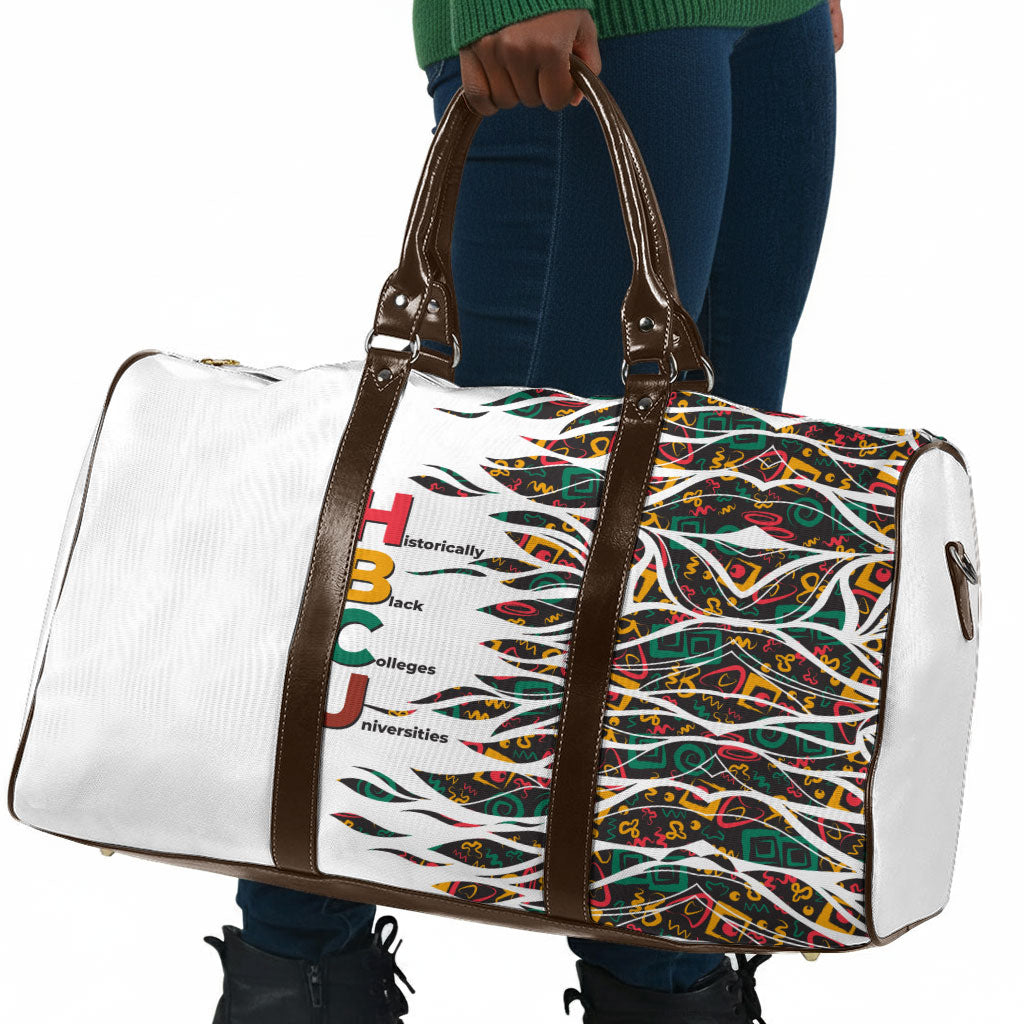 Historically Black Colleges Universities HBCU Travel Bag Pan African Colors Tribal Pattern Typography