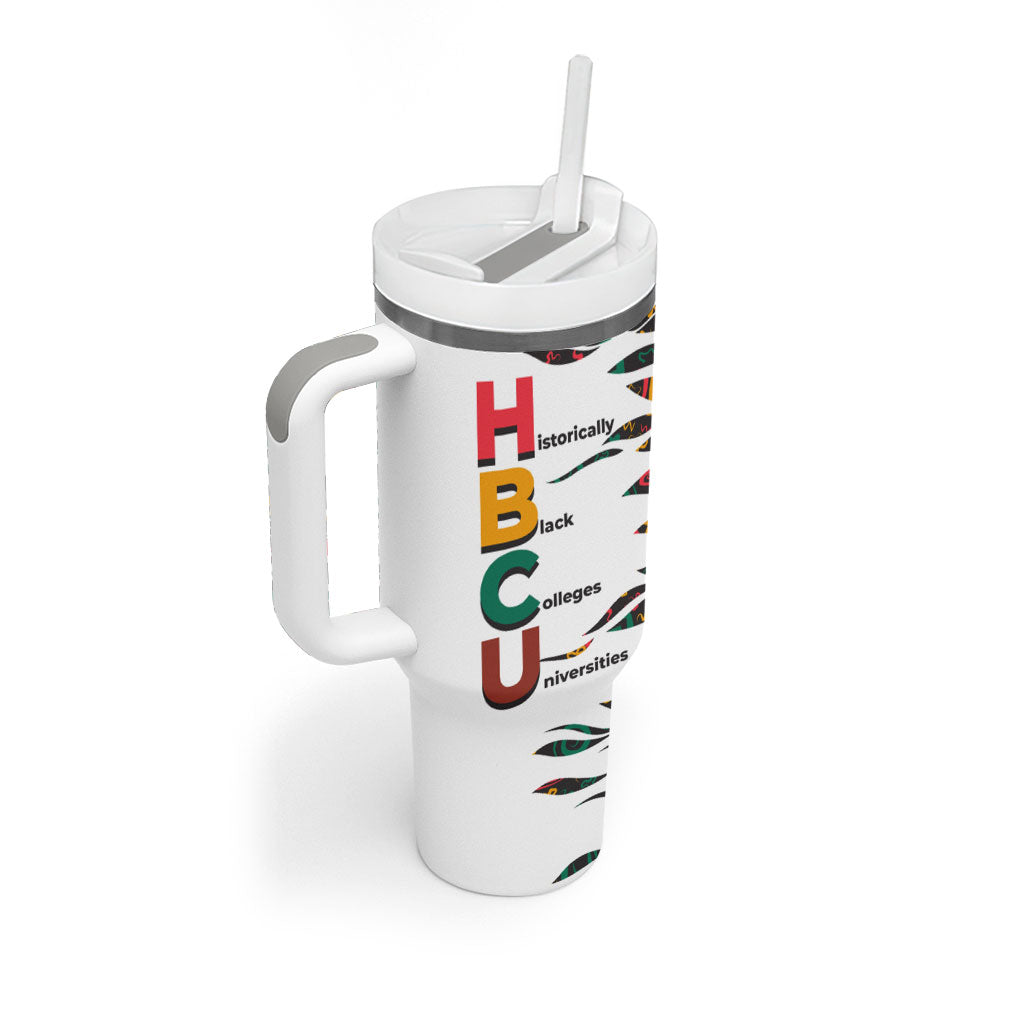 Historically Black Colleges Universities HBCU Tumbler With Handle Pan African Colors Tribal Pattern Typography