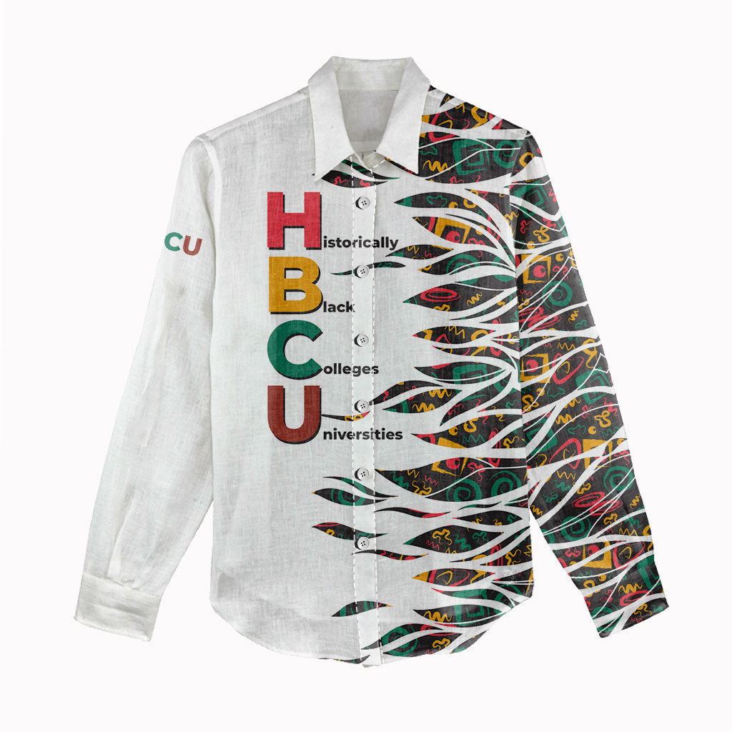 Historically Black Colleges Universities HBCU Women Casual Shirt Pan African Colors Tribal Pattern Typography