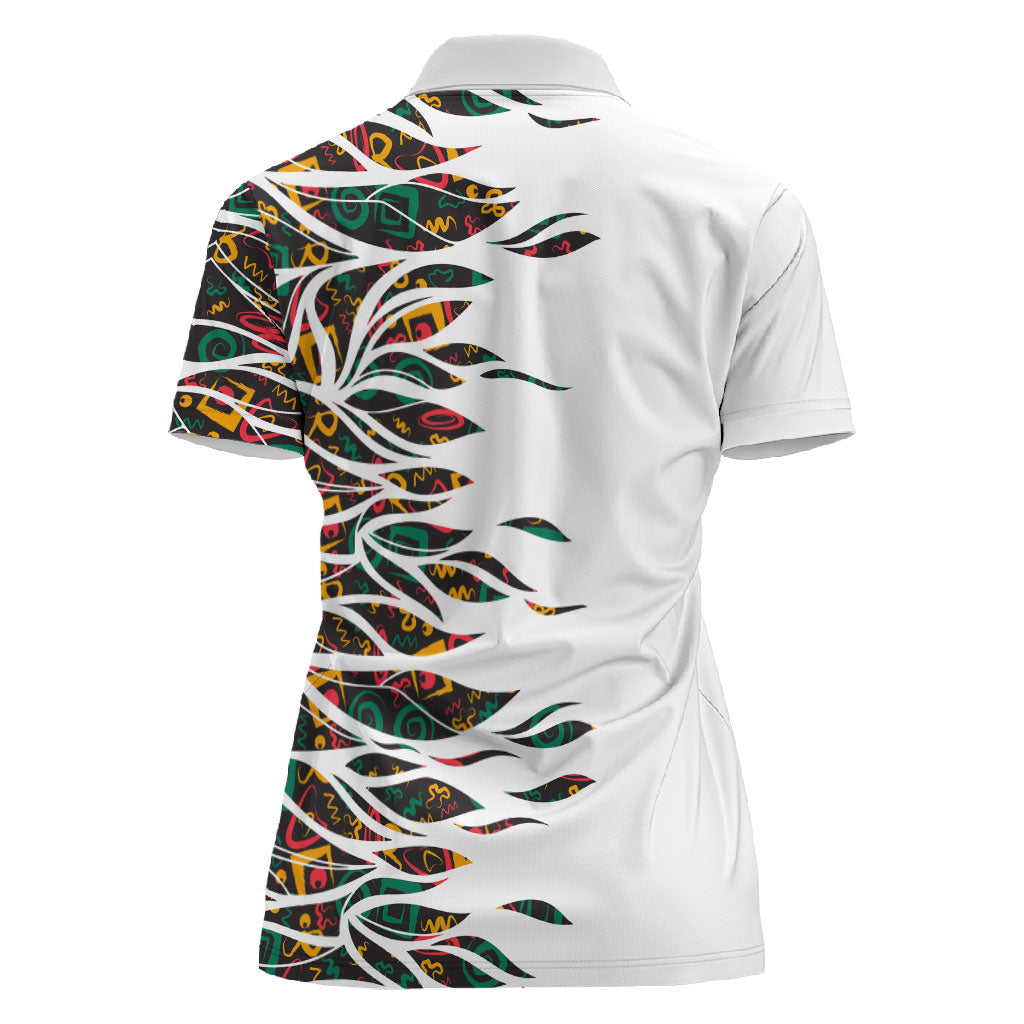 Historically Black Colleges Universities HBCU Women Polo Shirt Pan African Colors Tribal Pattern Typography