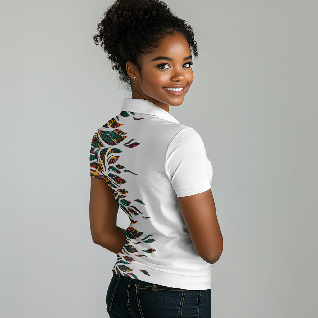 Historically Black Colleges Universities HBCU Women Polo Shirt Pan African Colors Tribal Pattern Typography