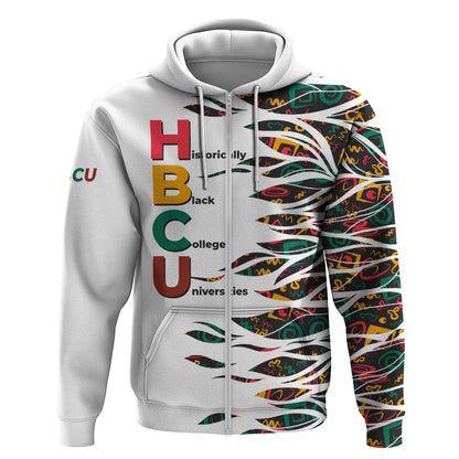 Historically Black Colleges Universities HBCU Zip Hoodie Pan African Colors Tribal Pattern Typography