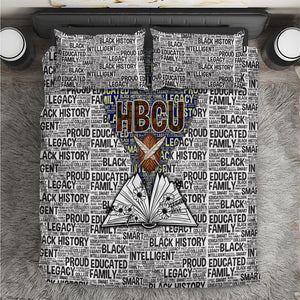 HBCU Black History Legacy Bedding Set Word Cloud African Shield Knowledge Book