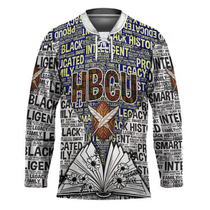 HBCU Black History Legacy Hockey Jersey Word Cloud African Shield Knowledge Book