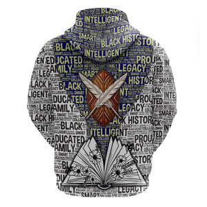 HBCU Black History Legacy Hoodie Word Cloud African Shield Knowledge Book