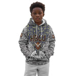 HBCU Black History Legacy Kid Hoodie Word Cloud African Shield Knowledge Book
