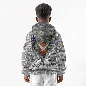 HBCU Black History Legacy Kid Hoodie Word Cloud African Shield Knowledge Book