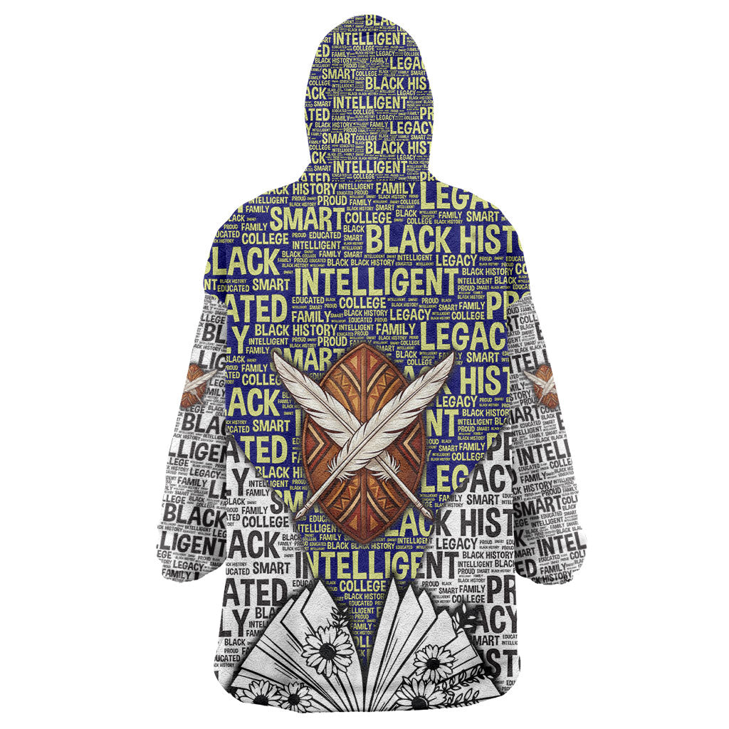 HBCU Black History Legacy Kid Wearable Blanket Hoodie Word Cloud African Shield Knowledge Book