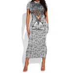 HBCU Black History Legacy Short Sleeve Bodycon Dress Word Cloud African Shield Knowledge Book