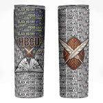 HBCU Black History Legacy Skinny Tumbler Word Cloud African Shield Knowledge Book