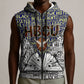 HBCU Black History Legacy Sleeveless Zip Hoodie Word Cloud African Shield Knowledge Book