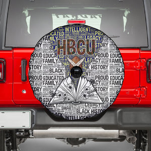 HBCU Black History Legacy Spare Tire Cover Word Cloud African Shield Knowledge Book