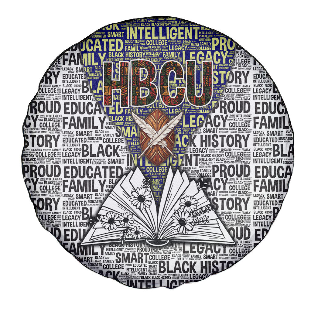 HBCU Black History Legacy Spare Tire Cover Word Cloud African Shield Knowledge Book
