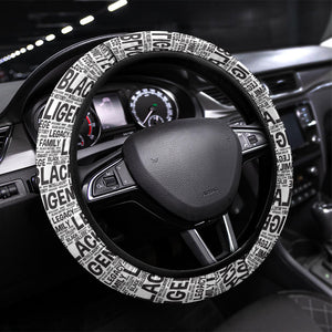 HBCU Black History Legacy Steering Wheel Cover Word Cloud African Shield Knowledge Book