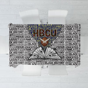 HBCU Black History Legacy Tablecloth Word Cloud African Shield Knowledge Book