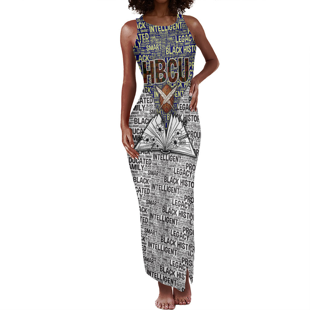 HBCU Black History Legacy Tank Maxi Dress Word Cloud African Shield Knowledge Book
