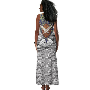 HBCU Black History Legacy Tank Maxi Dress Word Cloud African Shield Knowledge Book