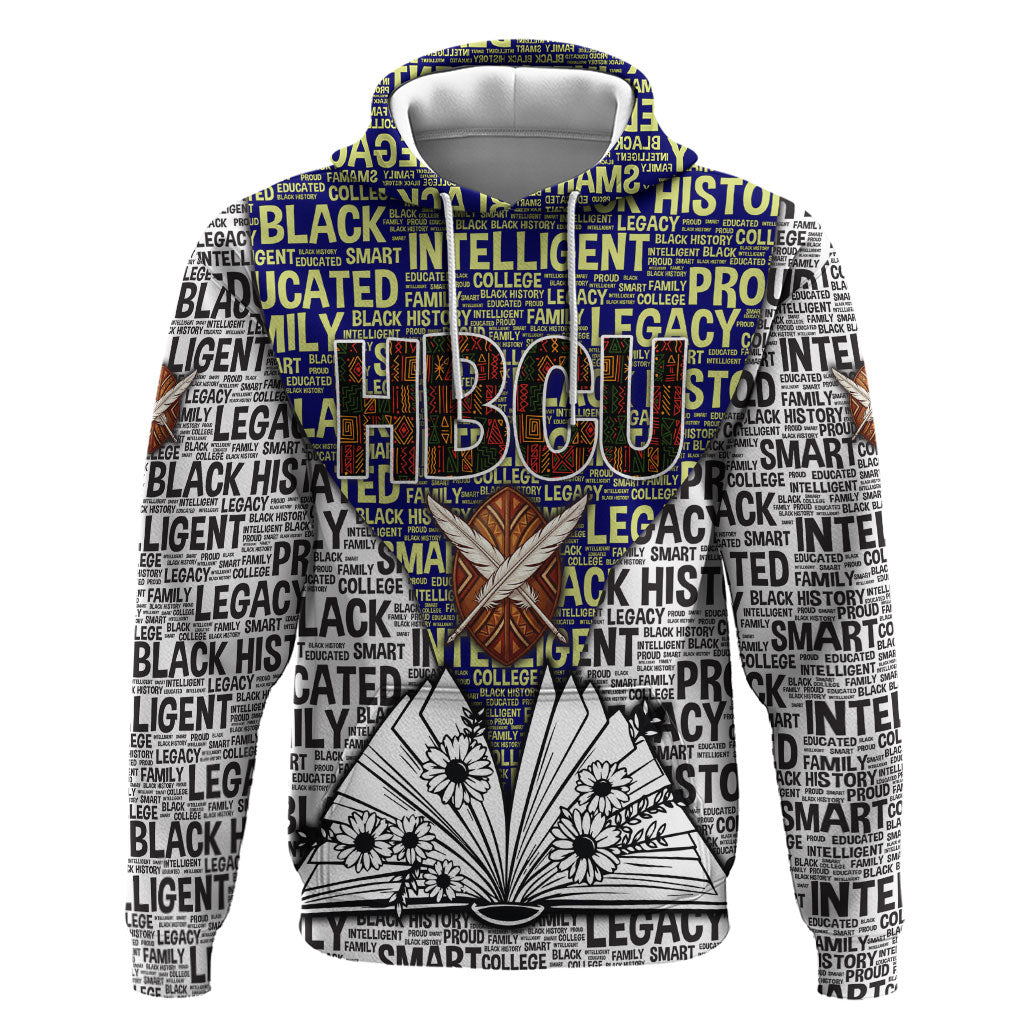HBCU Black History Legacy Zip Hoodie Word Cloud African Shield Knowledge Book