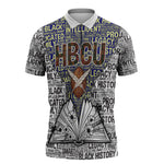 HBCU Black History Legacy Zipper Polo Shirt Word Cloud African Shield Knowledge Book