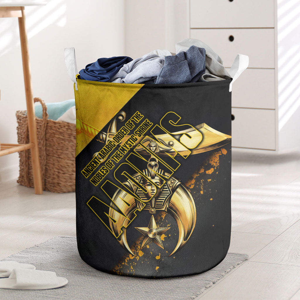 Nobles Shriners Pharaoh Laundry Basket Egyptian Pharaoh King Tut Art With Gold Scimitar Emblem