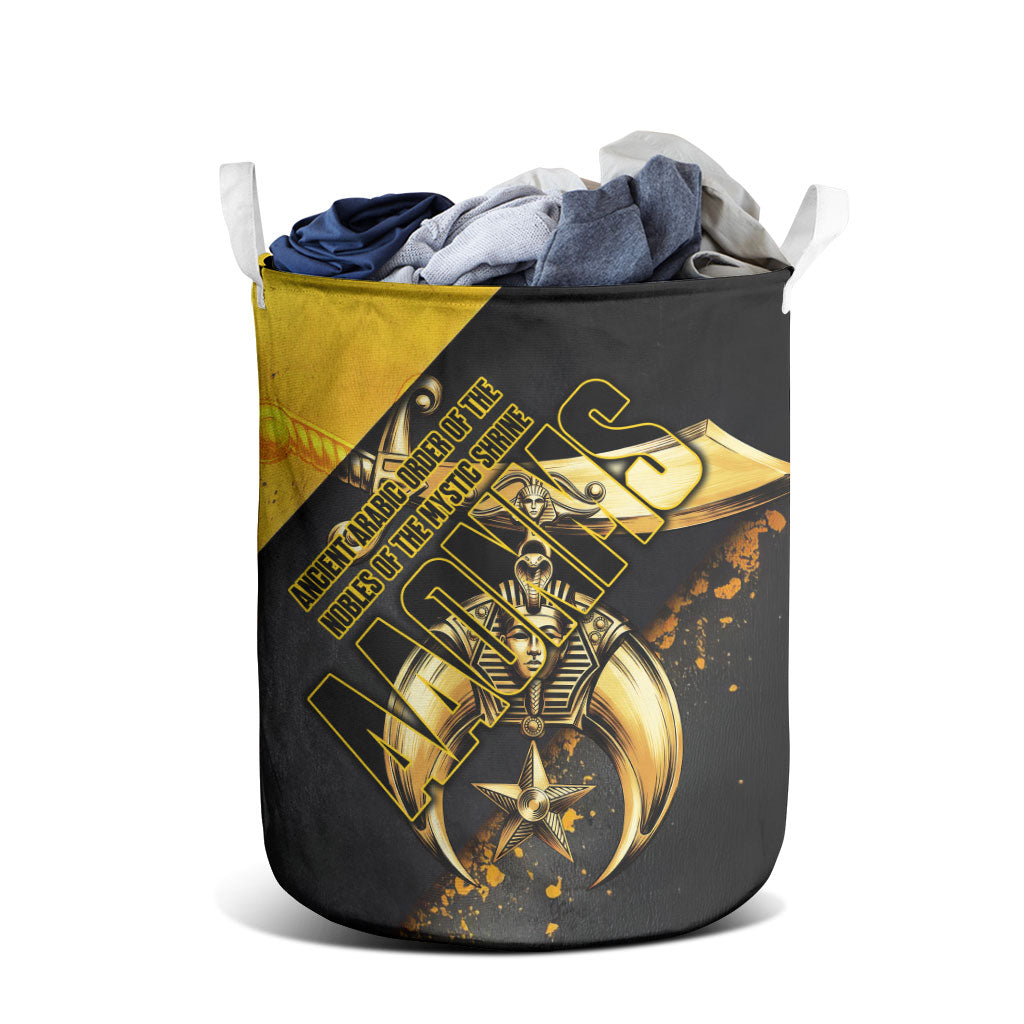 Nobles Shriners Pharaoh Laundry Basket Egyptian Pharaoh King Tut Art With Gold Scimitar Emblem
