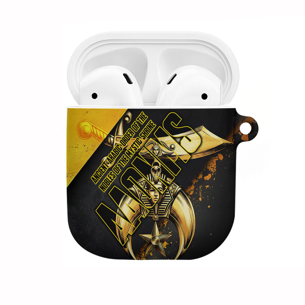 Nobles Shriners Pharaoh AirPods Case Egyptian Pharaoh King Tut Art With Gold Scimitar Emblem