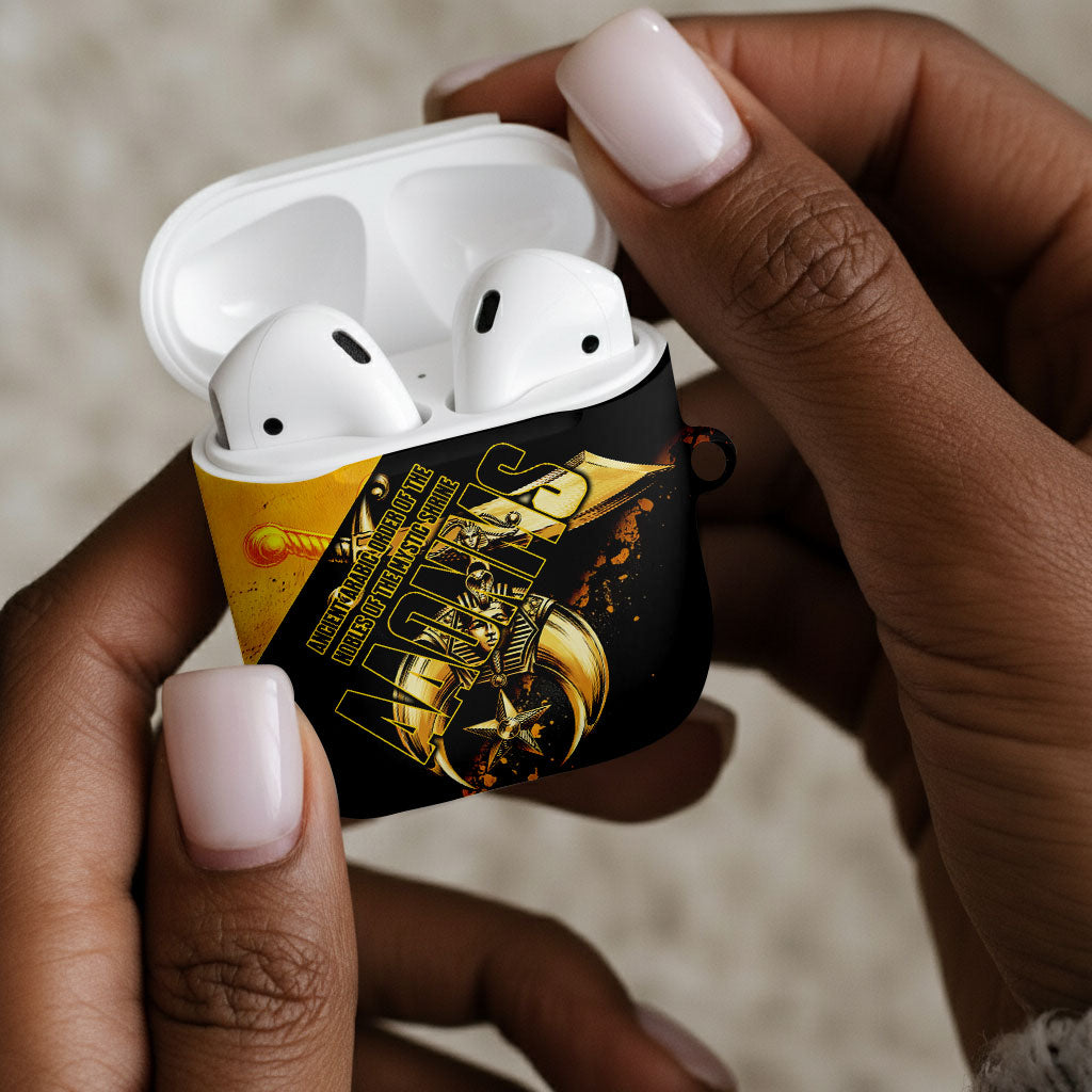 Nobles Shriners Pharaoh AirPods Case Egyptian Pharaoh King Tut Art With Gold Scimitar Emblem