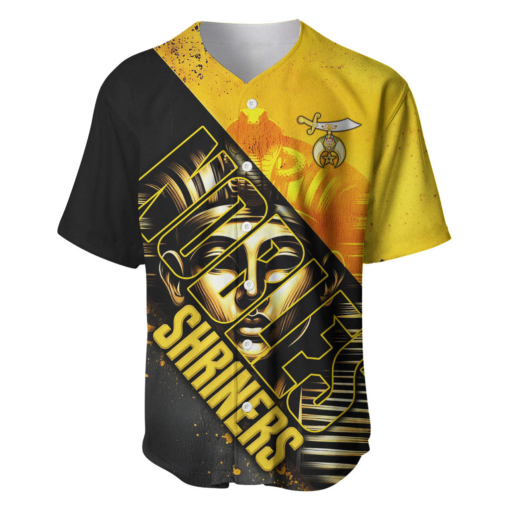 Nobles Shriners Pharaoh Baseball Jersey Egyptian Pharaoh King Tut Art With Gold Scimitar Emblem