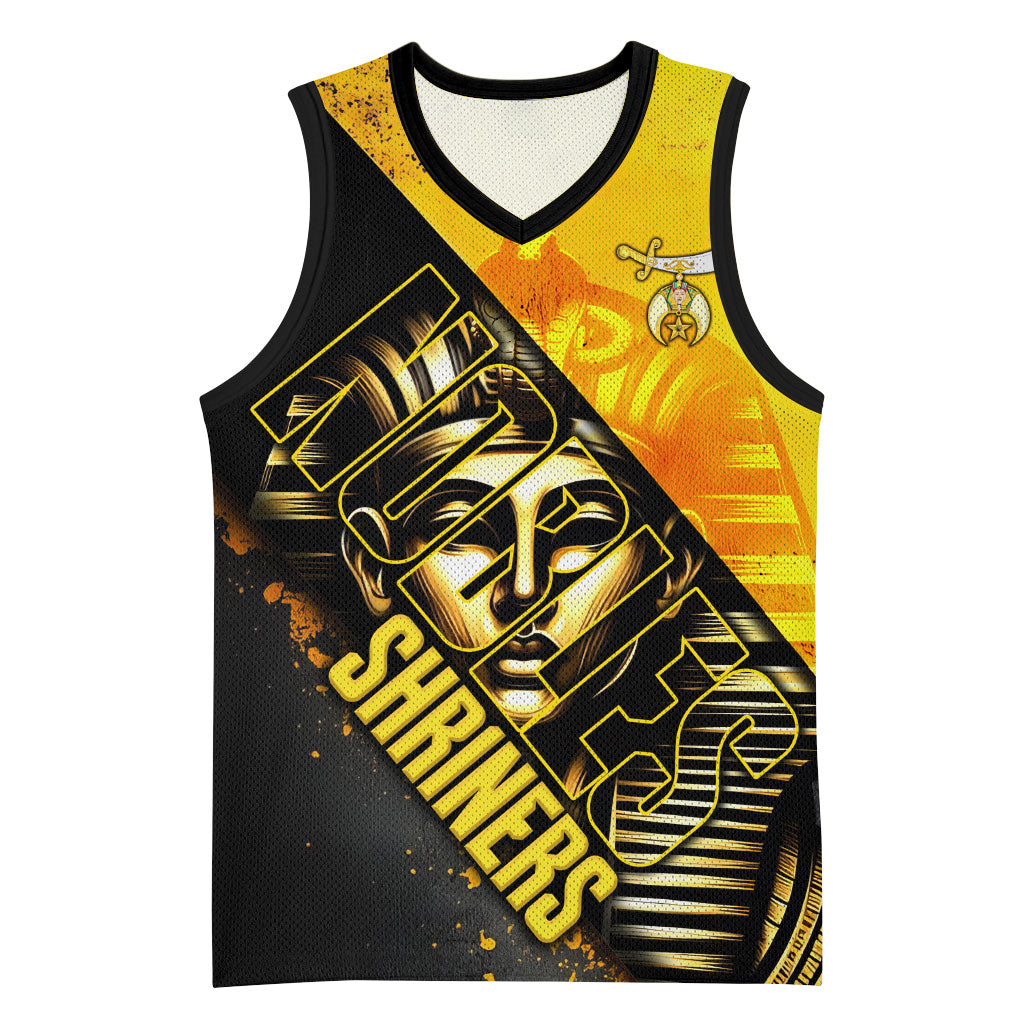Nobles Shriners Pharaoh Basketball Jersey Egyptian Pharaoh King Tut Art With Gold Scimitar Emblem