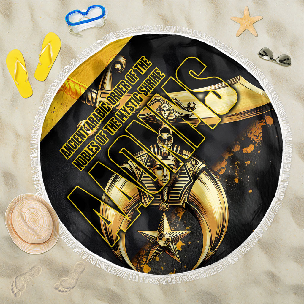Nobles Shriners Pharaoh Beach Blanket Egyptian Pharaoh King Tut Art With Gold Scimitar Emblem