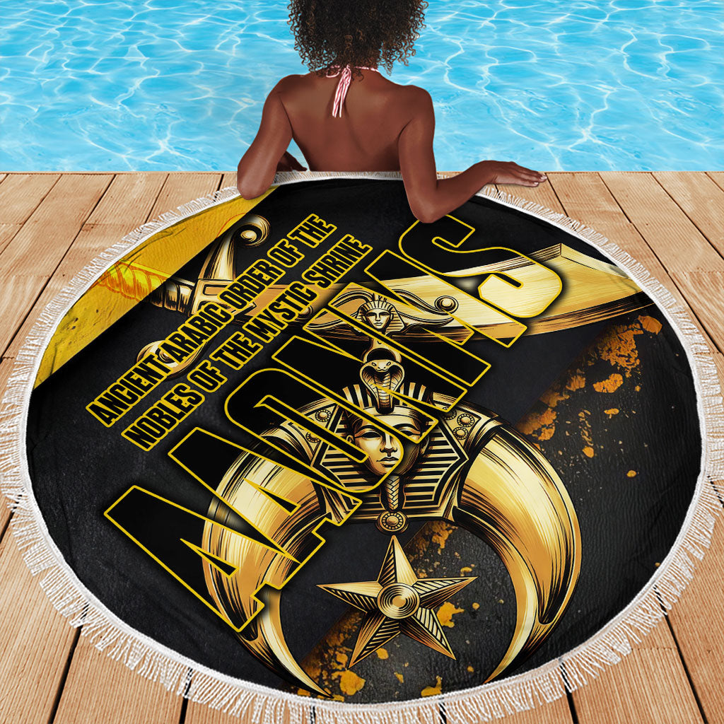 Nobles Shriners Pharaoh Beach Blanket Egyptian Pharaoh King Tut Art With Gold Scimitar Emblem