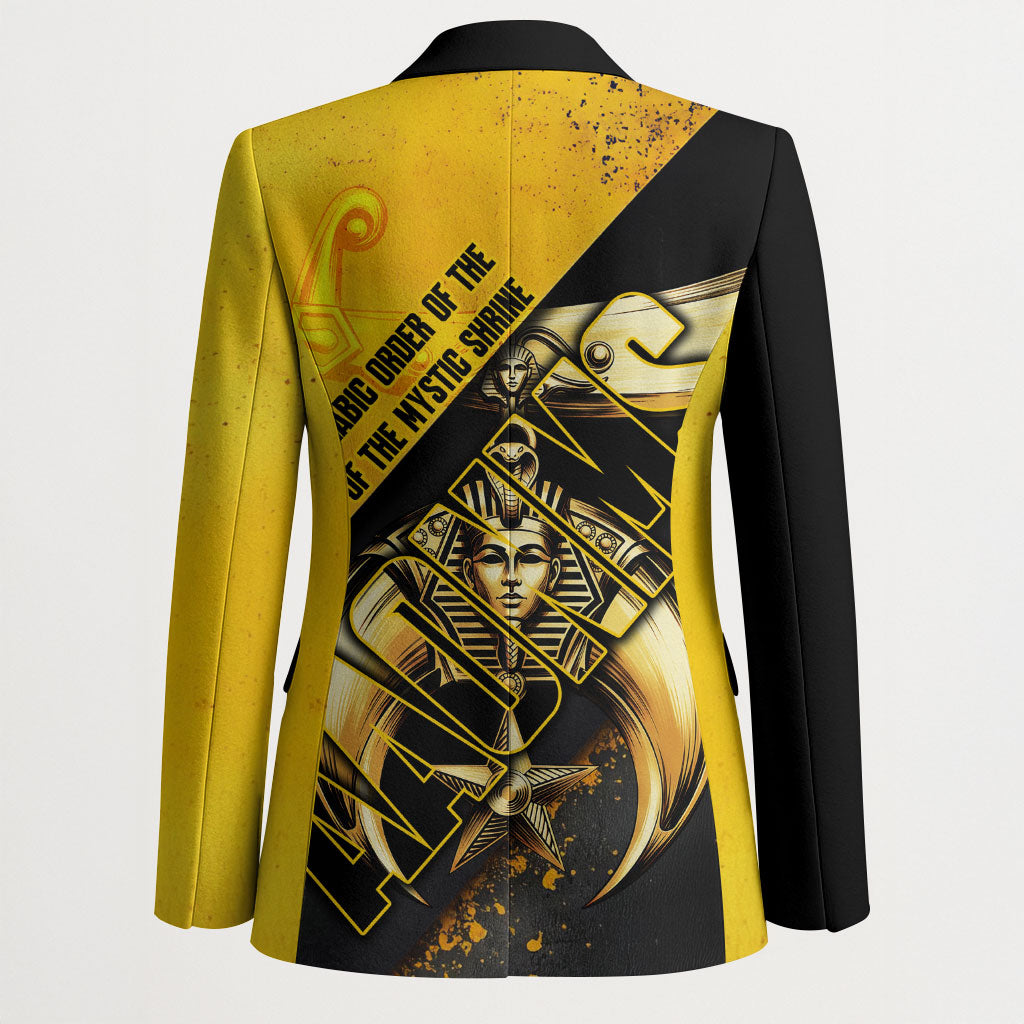 Nobles Shriners Pharaoh Blazer Egyptian Pharaoh King Tut Art With Gold Scimitar Emblem