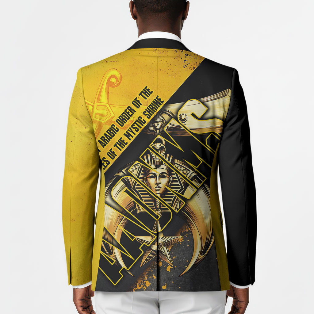 Nobles Shriners Pharaoh Blazer Egyptian Pharaoh King Tut Art With Gold Scimitar Emblem