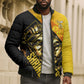 Nobles Shriners Pharaoh Bomber Puffer Jacket Egyptian Pharaoh King Tut Art With Gold Scimitar Emblem