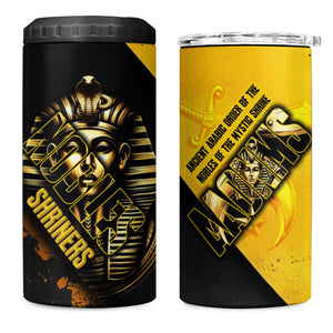Nobles Shriners Pharaoh 4 in 1 Can Cooler Tumbler Egyptian Pharaoh King Tut Art With Gold Scimitar Emblem
