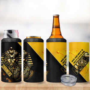 Nobles Shriners Pharaoh 4 in 1 Can Cooler Tumbler Egyptian Pharaoh King Tut Art With Gold Scimitar Emblem