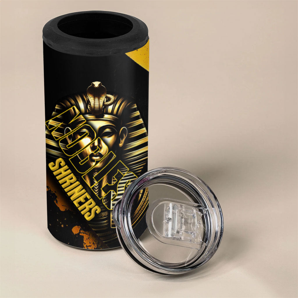 Nobles Shriners Pharaoh 4 in 1 Can Cooler Tumbler Egyptian Pharaoh King Tut Art With Gold Scimitar Emblem